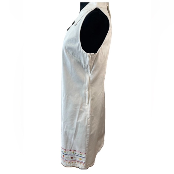 🆕Studio ease Y2K NWT ladies SZ 10 all cotton white sheath dress embroidered hem - Picture 4 of 16